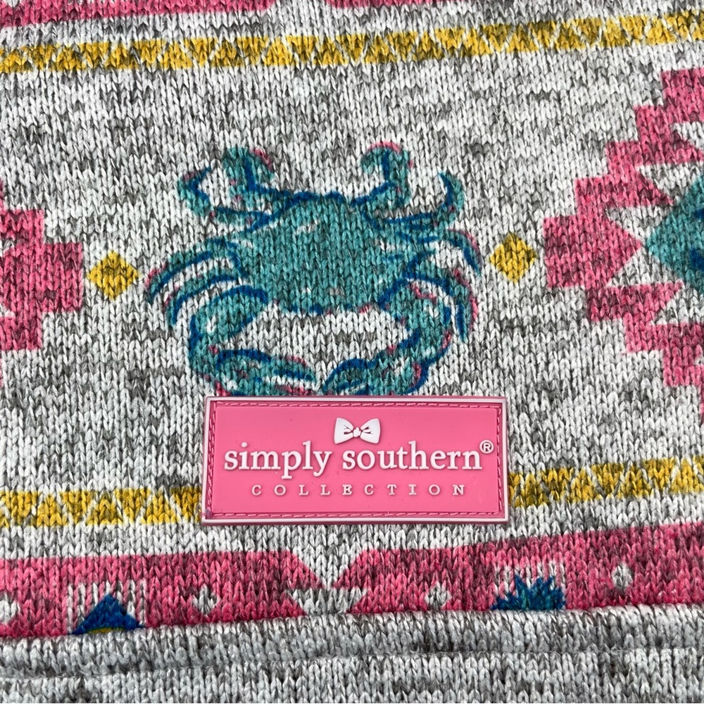 Women’s Simply Southern Tribal Pattern Crab Pineapple Pullover Fleece Jacket S - Picture 7 of 9